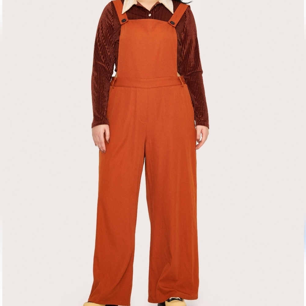 Cider new burnt orange wide leg courdoroy plus size jumpsuit size 3XL